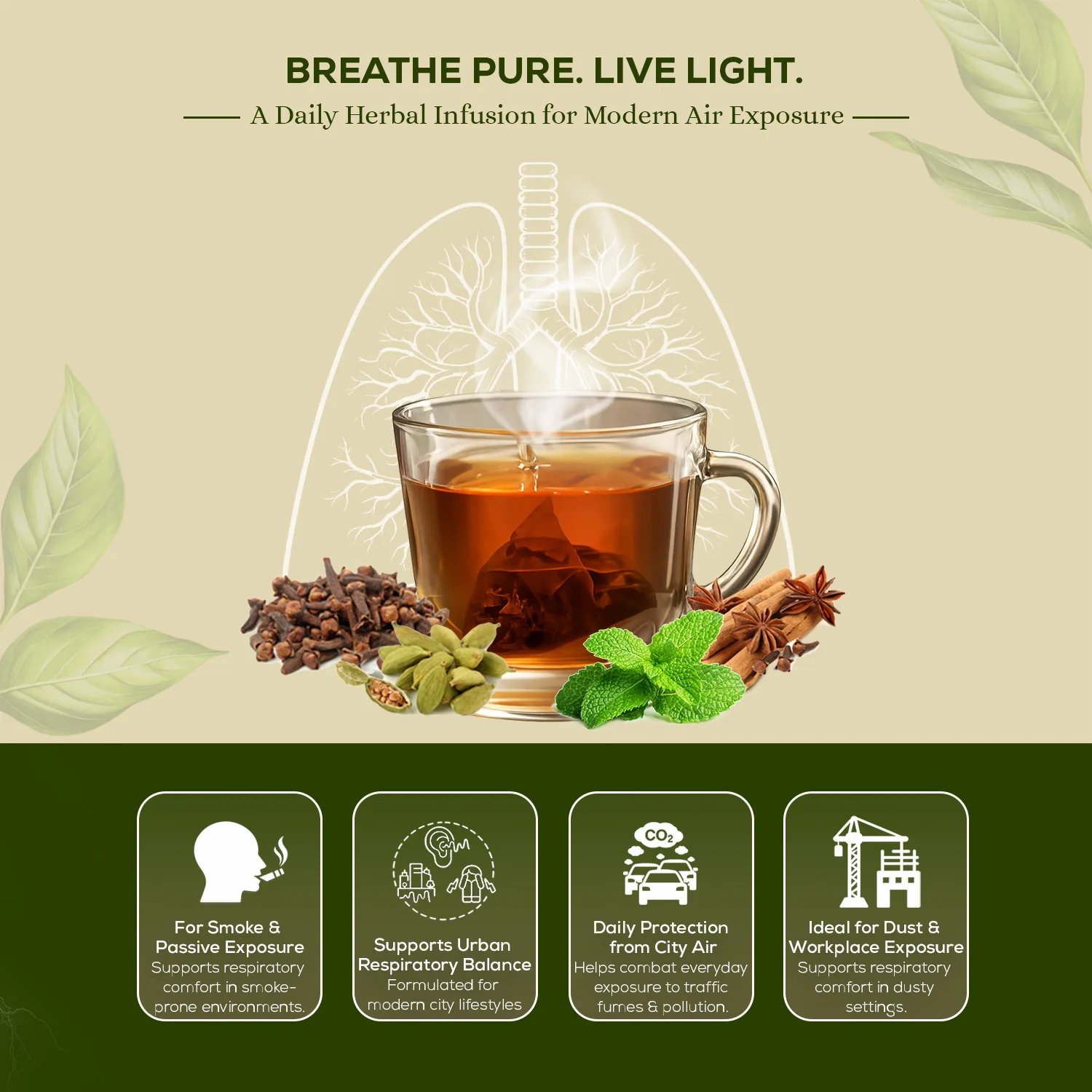 Royal Swag Lung Detox Tea — Ayurvedic lung cleanse tea packaging